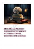 LETI - Missouri POST TEST [2023/2024] LATEST VERSION WITH 100% VERIFIED QUESTIONS AND ANSWERS