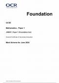 OCR GCSE MATHEMATICS MARK SCHEME PAPER 1 2024 (J560/01:Foundation Tier)