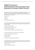 NREMT Final Exam: Medical/Obstetrics/Gynecology Exam Questions & Answers 100% Correct!!