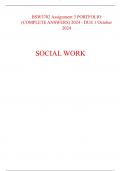 BSW3702 Assignment 3 PORTFOLIO (COMPLETE ANSWERS) 2024 - DUE 1 October 2024 SOCIAL WORK 