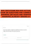 NHA CBCS EXAM 2024-2025 ACTUAL EXAM 200 QUESTIONS AND CORRECT ANSWERS (DETAILED AND VERIFIED ANSWERS) |ALREADY GRADED A+