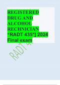 REGISTERED DRUG AND ALCOHOL RECHNICIAN *RADT 435*] 2024 Final exam 