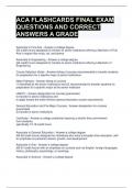 ACA FLASHCARDS FINAL EXAM QUESTIONS AND CORRECT ANSWERS A GRADE 