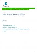 Pearson Edexcel GCE In Greek (9GK0) Paper 02 Translation into Greek and  Written response to works Mark Scheme (Results) Summer 2024