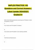 NAPLEX PRACTICE 150 Questions and Correct Answers | Latest Update 2024/2025 | Graded A+