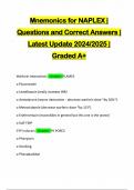 Mnemonics for NAPLEX | Questions and Correct Answers | Latest Update 2024/2025 | Graded A+