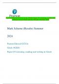 Pearson Edexcel GCE In Greek (9GK0) Paper 03 Listening, reading and  writing in Greek Mark Scheme (Results) Summer 2024