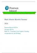 Pearson Edexcel GCE In Gurajati (9GU0) Paper 01: Translation into English,  Reading comprehension and Writing Mark Scheme (Results) Summer 2024