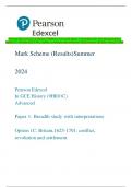 Pearson Edexcel In GCE History (9HI0/1C) Advanced Paper 1: Breadth study with interpretations  Option 1C: Britain,1625-1701: conflict, revolution and settlement Mark Scheme (Results) Summer 2024 