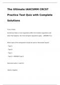 The Ultimate IAHCSMM CRCST Practice Test Quiz with Complete Solutions