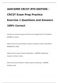 IAHCSMM CRCST 8TH EDITION - CRCST Exam Prep Practice Exercise 1 Questions and Answers 100% Correct