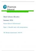 Pearson Edexcel GCE Advanced Paper 1: Breadth study with interpretations 1H: Britain  transformed, 1918-97 Mark Scheme (Results) Summer 2024 