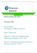 Pearson Edexcel In GCE History (9HI0/2A) Advanced Paper 2: Depth study Option 2A.1:  Anglo-Saxon England and the Anglo-Norman Kingdom, c1053–1106 Mark Scheme  (Results) Summer 2024 