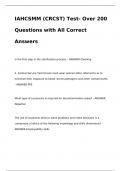 IAHCSMM (CRCST) Test- Over 200 Questions with All Correct Answers