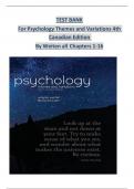 TEST BANK  For Psychology Themes and Variations 4th  Canadian Edition   By Weiten all   Chapters 1-16