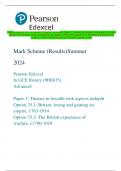 Pearson Edexcel In GCE History (9HI0/35) Advanced Paper 3: Themes in breadth with aspects in depth  Option 35.1: Britain: losing and gaining an empire, 1763-1914 Option 35.2: The British experience of  warfare, c1790-1918 Mark Scheme (Results) Summer 2024