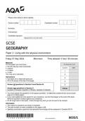 AQA GCSE GEOGRAPHY 8035/1 Paper 1 Living with the physical environment question paper june 2024