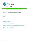 Pearson Edexcel In GCE History (8HI0/1A) Paper 1: Breadth study with interpretations Option 1A:  The crusades, c1095–1204 Mark Scheme (Results) Summer 2024 