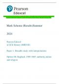 Pearson Edexcel in GCE History (8HI0/1B) Paper 1: Breadth study with interpretations Option 1B:  England, 1509-1603: authority, nation and religion Mark Scheme (Results) Summer 2024 