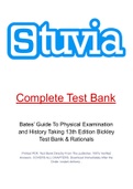 Bates’ Guide To Physical Examination and History Taking 13th Edition Bickley Test Bank & Rationals