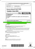 Pearson Edexcel Level 3 GCE Japanese Advanced PAPER 2: Translation into