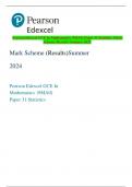 Pearson Edexcel GCE In Mathematics (9MA0) Paper 31 Statistics Mark  Scheme (Results) Summer 2024