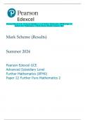 Pearson Edexcel GCE Advanced Subsidiary Level Further Mathematics (8FM0) Paper 22  Further Pure Mathematics 2 Mark Scheme (Results) Summer 2024 