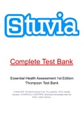 Essential Health Assessment 1st Edition Thompson Test Bank