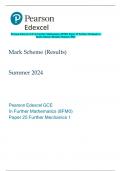 Pearson Edexcel GCE In Further Mathematics (8FM0) Paper 25 Further Mechanics 1  Mark Scheme (Results) Summer 2024 