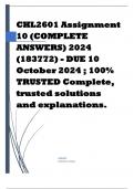 CHL2601 Assignment 10 (COMPLETE ANSWERS) 2024 (183772) - DUE 10 October 2024 ; 100% TRUSTED Complete, trusted solutions and explanations. 