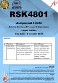 RSK4801 Assignment 4 (COMPLETE ANSWERS) 2024 - DUE 4 October 2024 