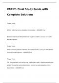 CRCST- Final Study Guide with Complete Solutions