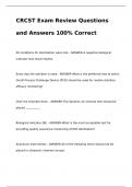 CRCST Exam Review Questions and Answers 100% Correct	