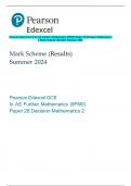 Pearson Edexcel GCE In AS Further Mathematics (8FM0) Paper 28 Decision Mathematics  2 Mark Scheme (Results) Summer 2024 