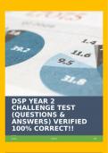 DSP YEAR 2 CHALLENGE TEST (QUESTIONS & ANSWERS) VERIFIED 100% CORRECT!!