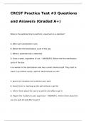 CRCST Practice Test #3 Questions and Answers (Graded A+)