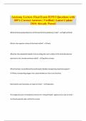 Anatomy Lecture Final Exam IUPUI Questions with 100% Correct Answers | Verified | Latest Update 2024| Already Passed