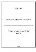 HU - HI 296 Professional Practice Internship - Final Readiness Guide Q & S 2024.