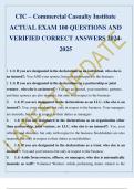 CIC – Commercial Casualty Institute ACTUAL EXAM 100 QUESTIONS AND VERIFIED CORRECT ANSWERS 2024-2025