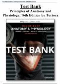 Test Bank for Principles of Anatomy and Physiology 16th Edition Tortora All Chapters (1-29) | A+ ULTIMATE GUIDE 2025