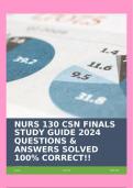 NURS 130 CSN FINALS STUDY GUIDE 2024 QUESTIONS & ANSWERS SOLVED 100% CORRECT!!