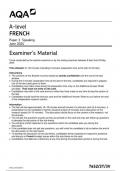 AQA A-level FRENCH Paper 3 Speaking June 2024  7652//T/V/TN examiners material