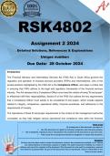 RSK4802 Assignment 2 (COMPLETE ANSWERS) 2 2024 - DUE 28 October 2024 