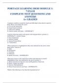 PORTAGE LEARNING BIOD MODULE 1 7 EXAM  COMPLETE TEST QUESTIONS AND  ANSWERS  A+ GRADED 