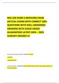 NSG 320 EXAM 3 MEDSURG EXAM (ACTUAL EXAM) WITH CORRECT 180+ QUESTIONS WITH WELL ANSWERED ANSWERS WITH GOOD GRADE GUARANTEED LATEST 2024 – 2025 ALREADY GRADED A+   