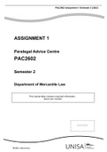 PAC2602-Paralegal Advice Centre Assignment 1 SEMESTER 2 2022.