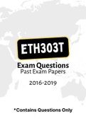 ETH303T - Exam Questions PACK (2016-2019)