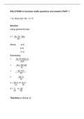 Exam (elaborations) Mathematics for Business (BUS111) 