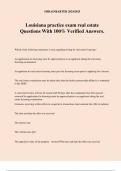 Louisiana practice exam real estate Questions With 100% Verified Answers.