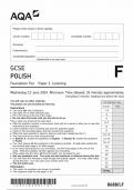 AQA GCSE POLISH FOUNDATION TIER PAPER 1 QUESTION PAPER 2024 (8688/LF :Listening )